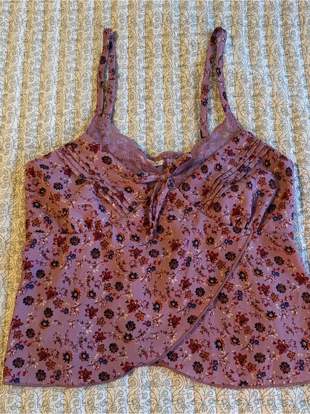 Lace-Trim Purple Floral Camisole